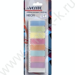 Набор самокл. этикеток-закладок 12*45мм /25л*8цв неон пластик полупр. в картонном блистере | Фото 2