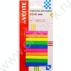 Набор самокл. этикеток-закладок  6*45мм /25л*10цв неон пластик полупр. в картонном блистере | Фото 1
