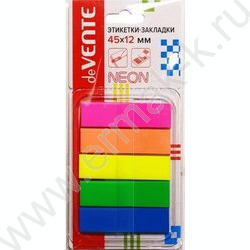 Набор самокл. этикеток-закладок 12*45мм /30л*5цв пластик полупр. в диспенсере Z-сложение | Фото 1