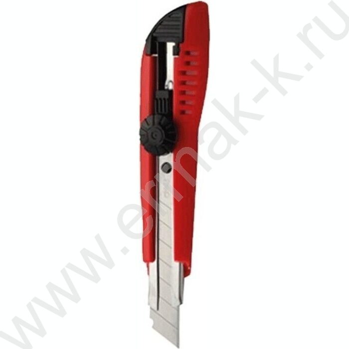 Нож канцелярский 18мм черный с красным метал.направляющие,ручная блокировка лезвия,картон.блисте | Фото 1