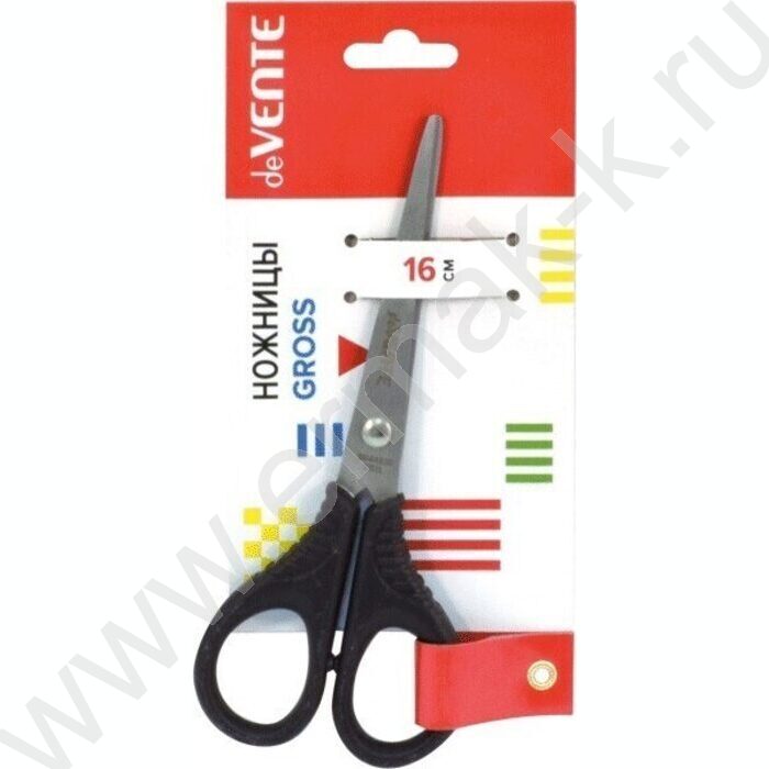 Ножницы 16см усиленные пл.кольца, черные, в картонном блистере | Фото 2