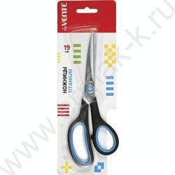 Ножницы 19см титан.лезвия, двухцветные прорезиненные кольца,картон.блистер индивидуальная маркир | Фото 2