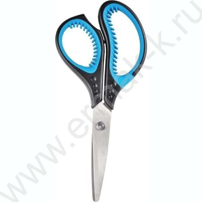 Ножницы 18см двухцветные прорезиненные кольца c лепестками, в картонном блистере | Фото 1