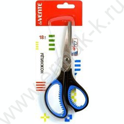 Ножницы 18см двухцветные прорезиненные кольца c лепестками, в картонном блистере | Фото 2