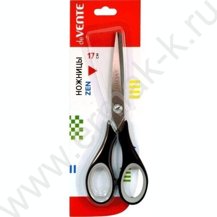 Ножницы 17см прорезиненные кольца, в картонном блистере | Фото 2