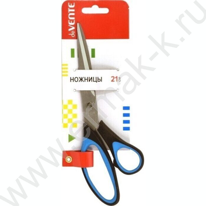 Ножницы 21см Twin двухцветные прорезиненные кольца, в картонном блистере | Фото 2