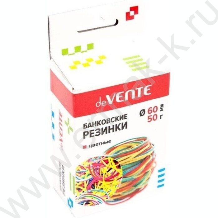 Резинка банковская /  50г 60мм ассорти в картонной коробке с диспенсером | Фото 1