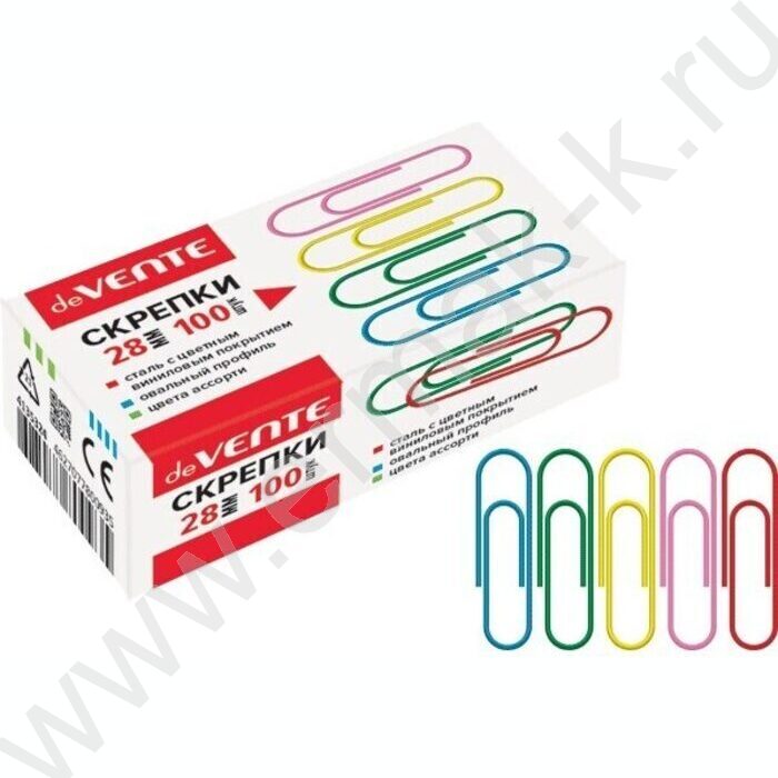 Скрепки 28мм /100шт цветные | Фото 1