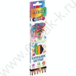 Карандаши   6цв Cosmo /шестигранные/ 2М, d грифеля-2,8мм европодвес | Фото 1