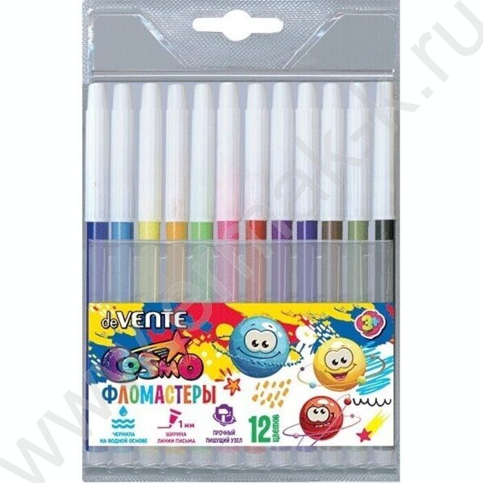 Фломастеры  12цв Cosmo невентилируемый колпачок,блистер европодвес | Фото 1