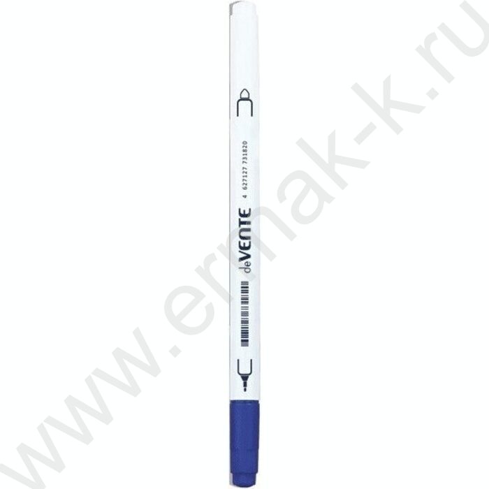 Ручка кап. синяя Пиши-стирай одноразовая двухсторонняя 0,5мм и 3мм белый корпус | Фото 1