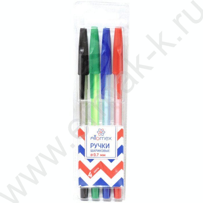 Ручка шар /набор  4шт/4цв 0,7мм блистер | Фото 1