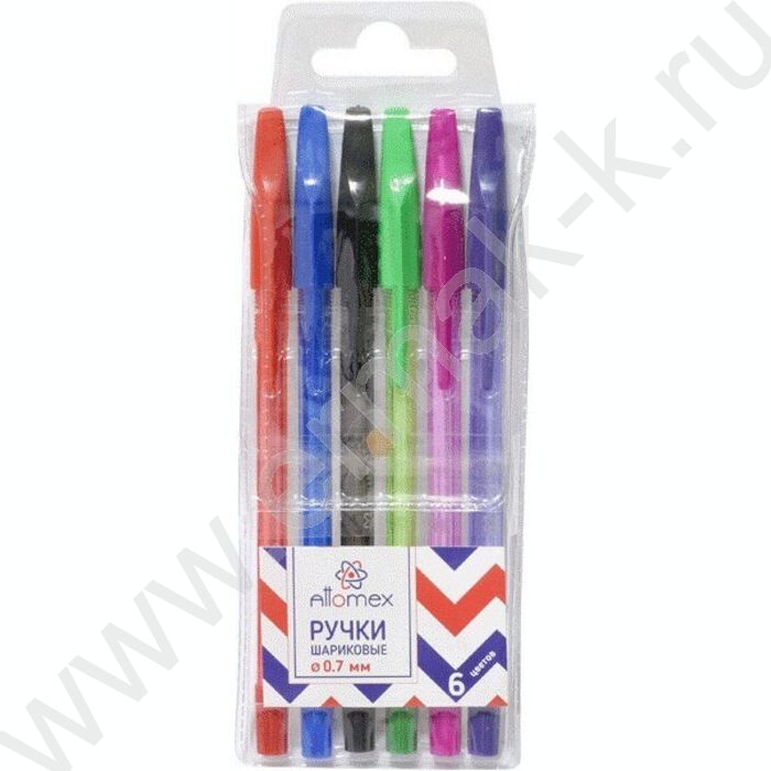 Ручка шар /набор  6шт/6цв 0,7мм блистер | Фото 1