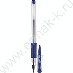 Ручка гелевая синяя 0,5мм /прозр.корпус, металл.наконечник, резин.держатель/ | Фото 1