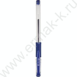 Ручка гелевая синяя 0,5мм /прозр.корпус, металл.наконечник, резин.держатель/ | Фото 2