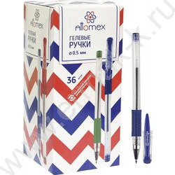 Ручка гелевая синяя 0,5мм /прозр.корпус, металл.наконечник, резин.держатель/ | Фото 3