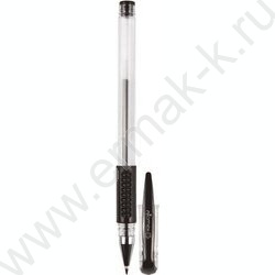 Ручка гелевая черная 0,5мм /прозр.корпус, металл.наконечник, резин.держатель | Фото 1