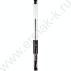 Ручка гелевая черная 0,5мм /прозр.корпус, металл.наконечник, резин.держатель | Фото 2