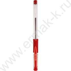 Ручка гелевая красная 0,5мм /прозр.корпус, металл.наконечник, резин.держатель | Фото 2