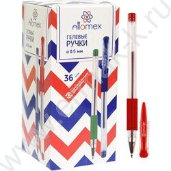 Ручка гелевая красная 0,5мм /прозр.корпус, металл.наконечник, резин.держатель | Фото 3