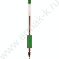 Ручка гелевая зеленая 0,5мм /прозр.корпус,металл.наконечник,резин.держатель/ | Фото 1
