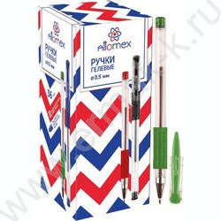 Ручка гелевая зеленая 0,5мм /прозр.корпус,металл.наконечник,резин.держатель/ | Фото 3