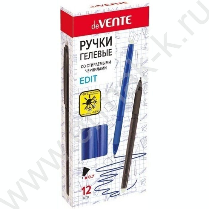 Ручка гелевая Пиши-Стирай 0,7мм синяя "Edit" /резиновый держатель, полупрозрачный синий корпус      | Фото 2