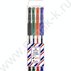 Ручка гелевая /набор  4цв/ 0,5мм резиновый держатель блистер | Фото 1