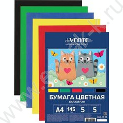 Бумага бархатная А4  5л/5цв европодвес | Фото 1