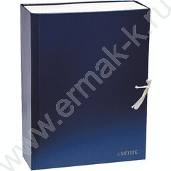 Короб архивный 100мм б/вин синий 2 завязки складной | Фото 1