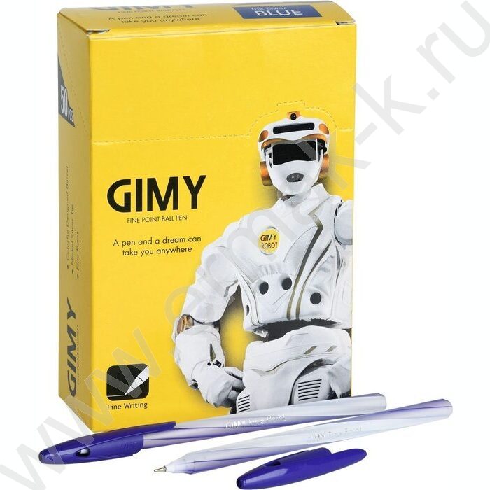 Ручка шар одноразовая 0,6мм Gimmy синяя /кругл.корп. без инд.ш/к  | Фото 5