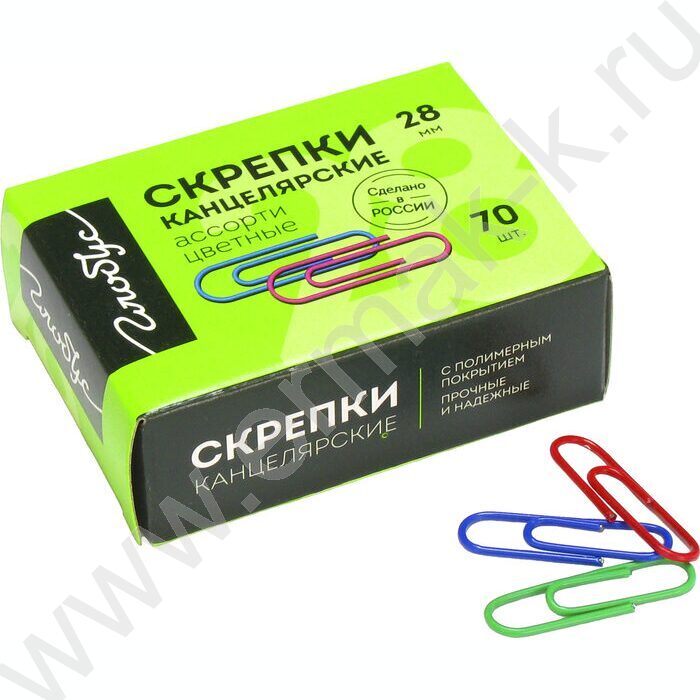 Скрепки 28мм / 70шт цветные | Фото 1