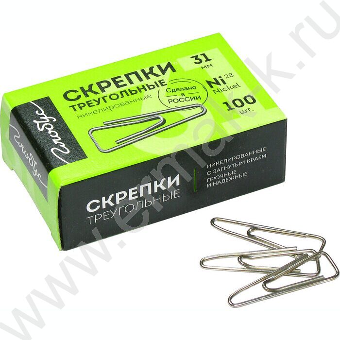 Скрепки 31мм /100шт никелированные с загнутым краем | Фото 1