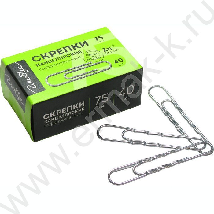 Скрепки 75мм / 40шт гофрированные оцинкованные | Фото 1