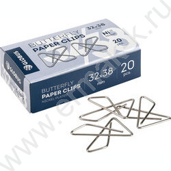 Скрепки 32мм / 20шт Бабочки никелированные | Фото 1