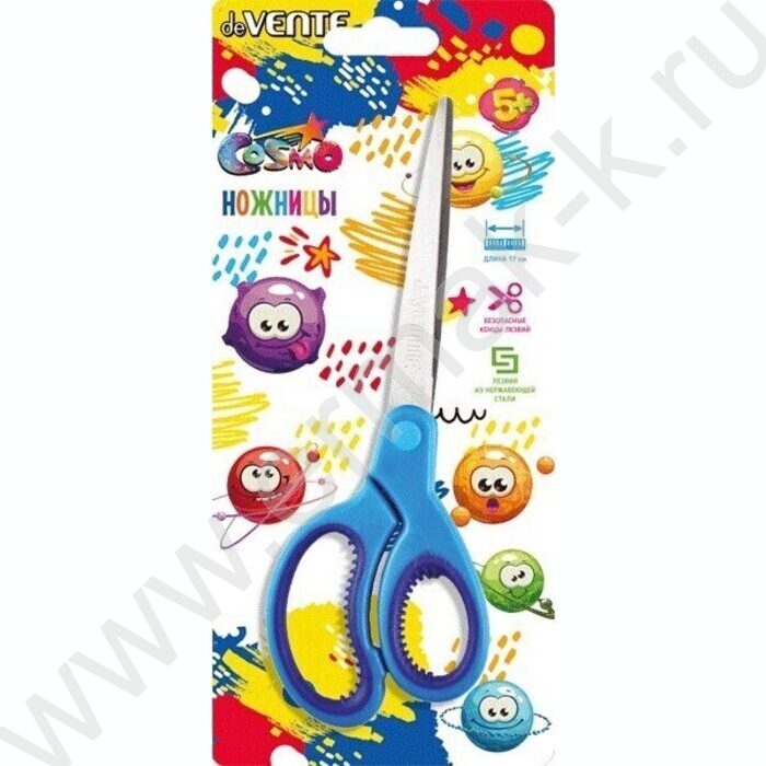 Ножницы 17см детские Cosmo двухцветные прорез.кольца c лепестками блистер | Фото 2