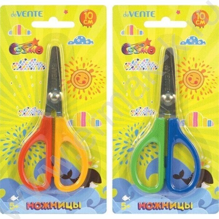 Ножницы 10см детские Cosmo пл.разноцветные кольца блистер | Фото 2