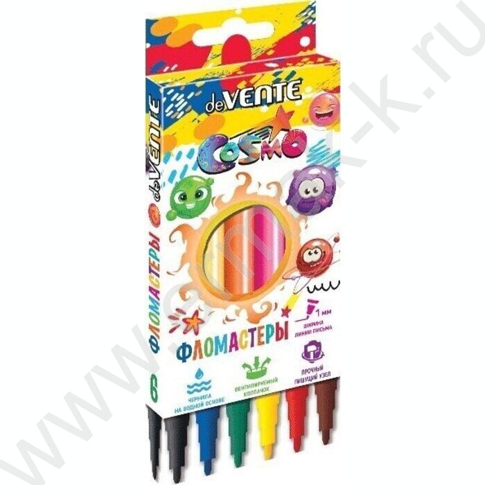 Фломастеры   6цв Cosmo вентилируемый колпачок,к/кор с подвесом | Фото 1