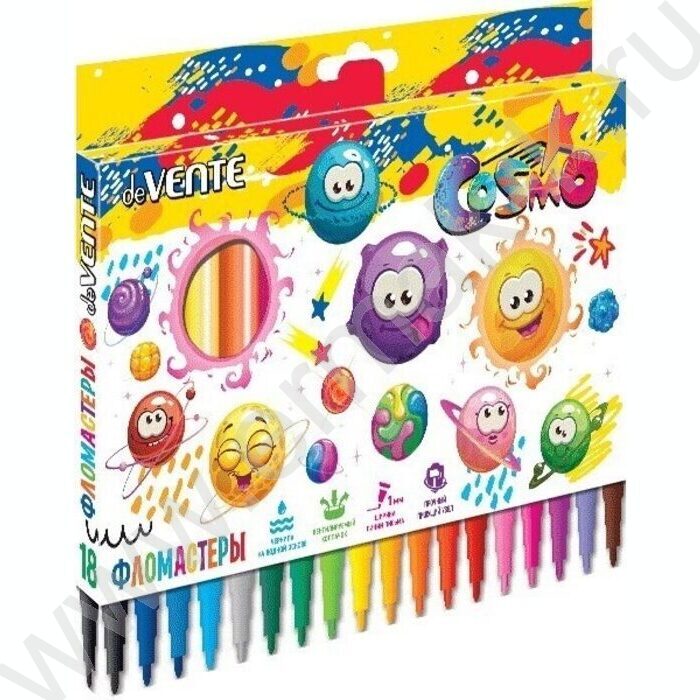 Фломастеры  18цв Cosmo вентилируемый колпачок,к/кор с подвесом | Фото 1