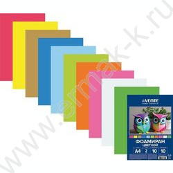 Фоамиран цветной А4 10л/10цв 2мм пл.пакет с европодвесом | Фото 1