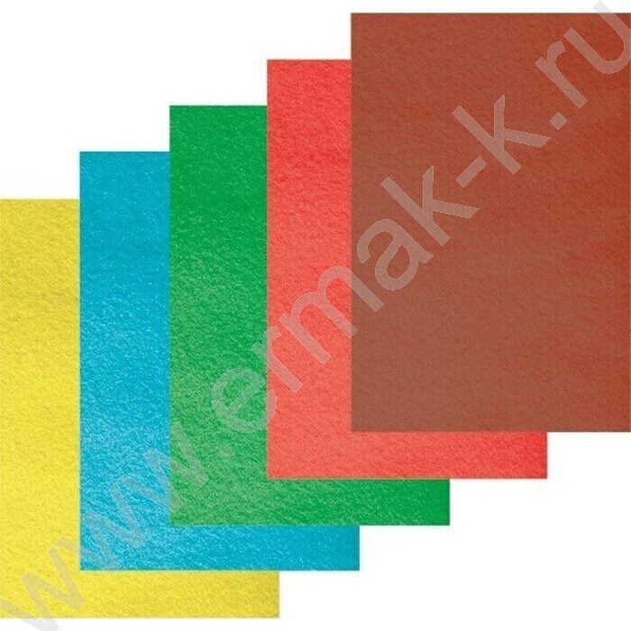 Фетр самоклеящийся А4 Яркие цвета 2мм  5цв/5л /мягкий /пл.пакет с европодвесом | Фото 2