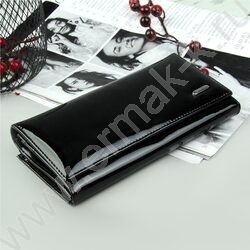 Кошелёк женский иск.кожа-н.кожа на клапане черный | Фото 1