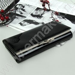 Кошелёк женский иск.кожа-н.кожа на клапане черный | Фото 2