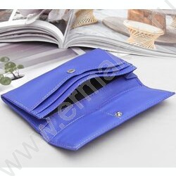 Кошелёк женский н/кожа на кнопке Медведь синий электрик | Фото 3