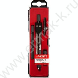 Готовальня  4предм в пл.футляре с блистерным подвесом красный корекс | Фото 1