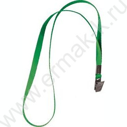 Лента для бейджа  43см текстильная с металлическим клипом зеленая | Фото 1