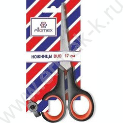 Ножницы 17см Duo двухцветные прорезиненные кольца, в картонном блистере | Фото 1