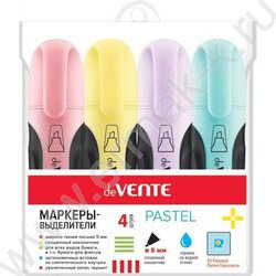 Текстовыделитель /набор  4цв - пастельные/ 5мм косой европодвес | Фото 1