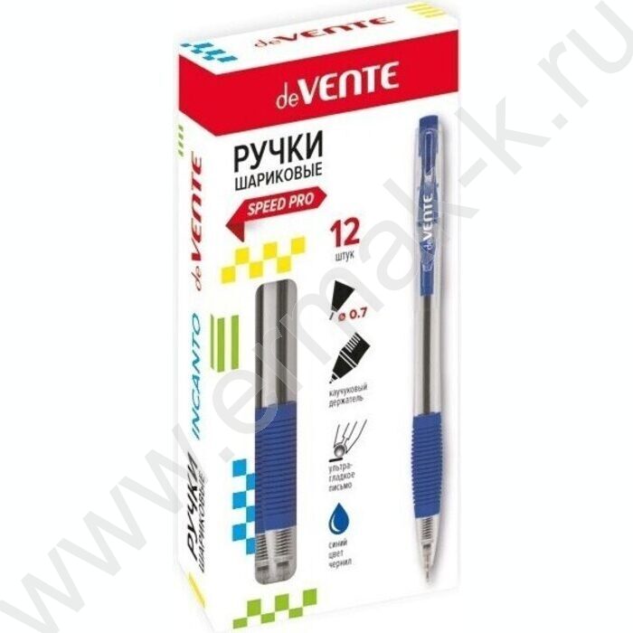 Ручка шар авт 0,7мм Incanto синяя/игла, прозр.корпус, синий резиновый держатель | Фото 2