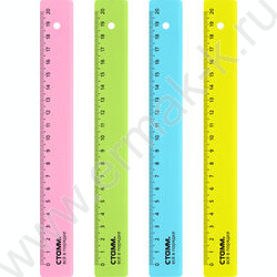 Линейка пл 20см неон прозр. / ассорти | Фото 1